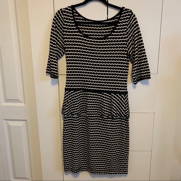 Black & White Peplum Dress - Picture 1 of 5